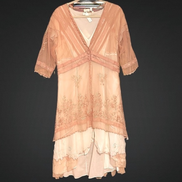 Nataya 2Pc Edwardian Tea Dress & Tunic Jacket Size XL Age of Love Ivory & Peach - Picture 12 of 16